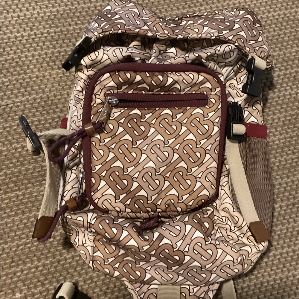 Burberry Monogram Tan and Brown Backpack